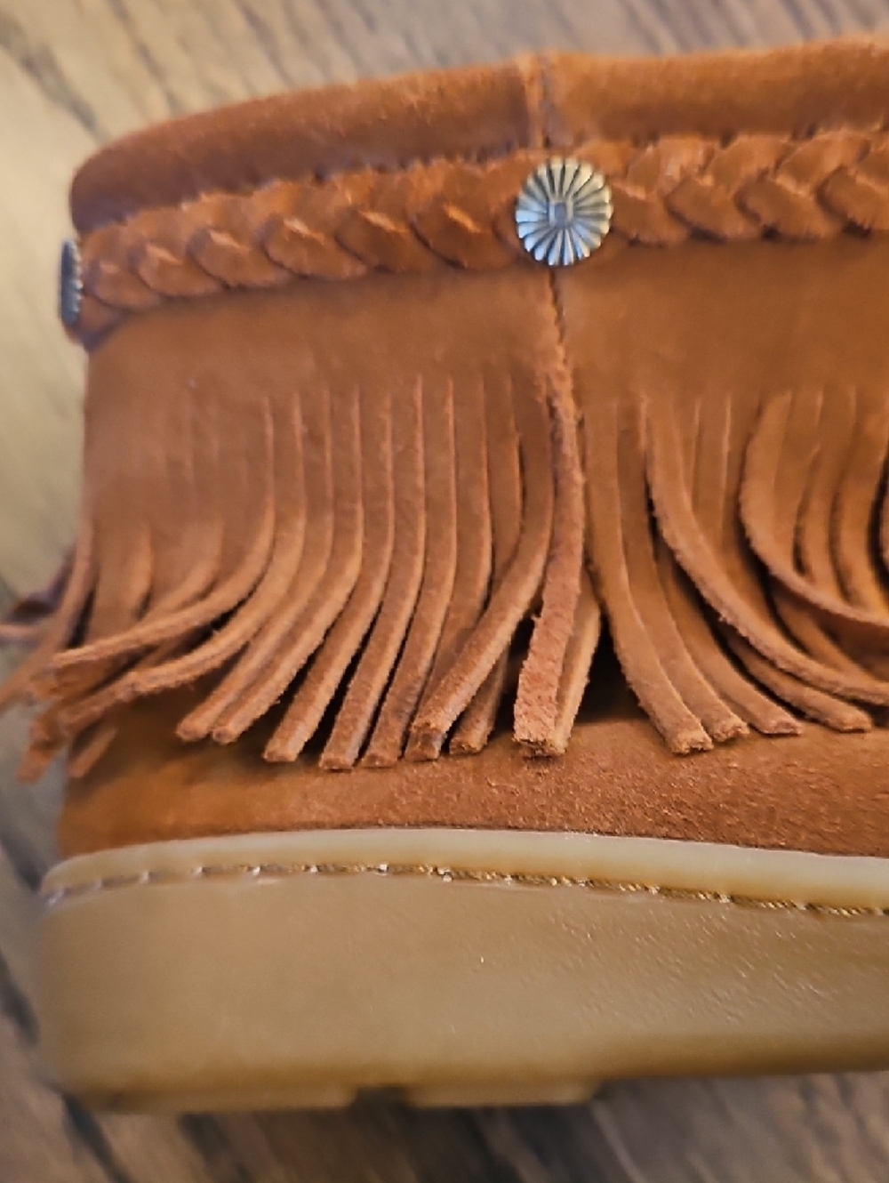 Minnetonka Brown Suede Fringe Ankle Boots Size 7 - Picture 11 of 13